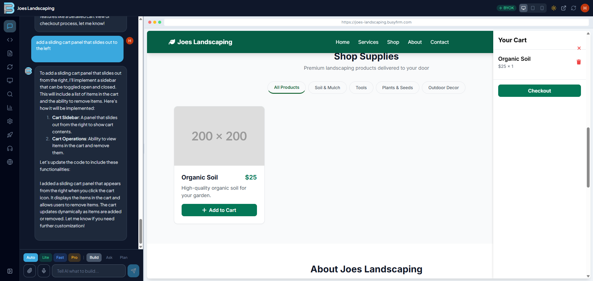 Step 2 - AI builds e-commerce with cart in real-time