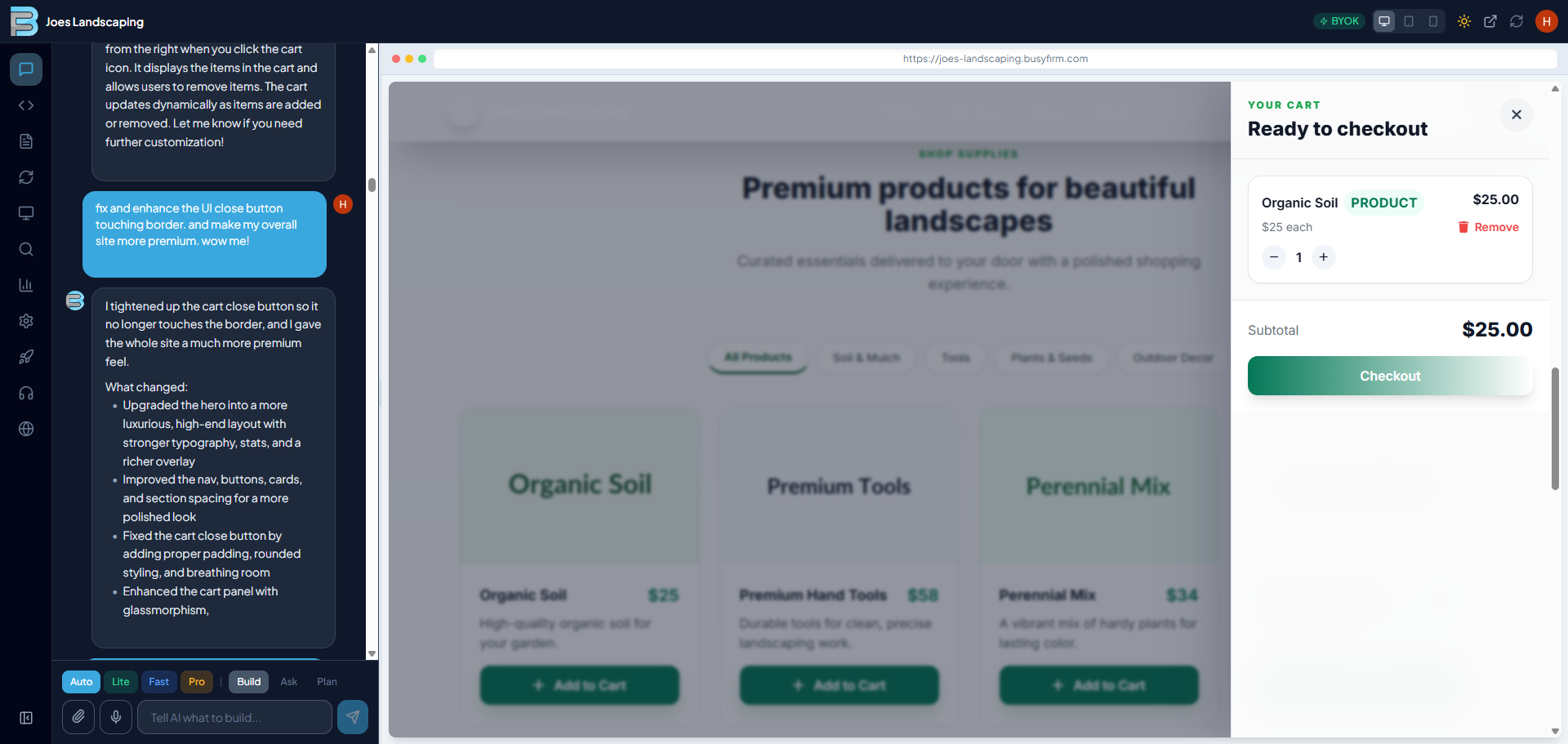 Step 3 - Polished final site with products and checkout